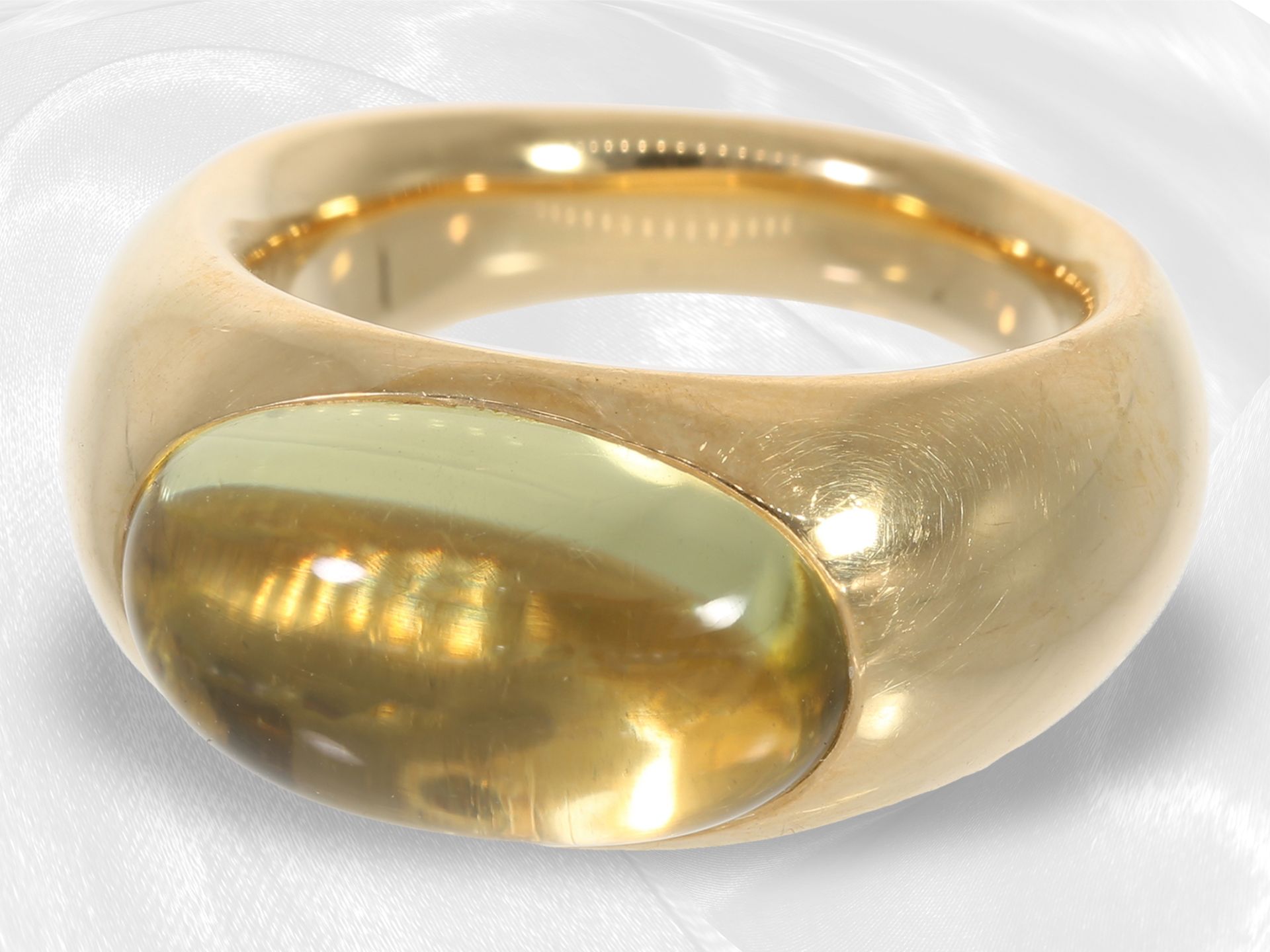 Ring: massiver und schwerer Goldschmiedering von Wempe mit schönem Citrin - Bild 4 aus 4