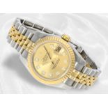 Armbanduhr: vintage Rolex Damenuhr, Stahl/18K Gold, Rolex "Lady Datejust" mit Diamantzifferblatt