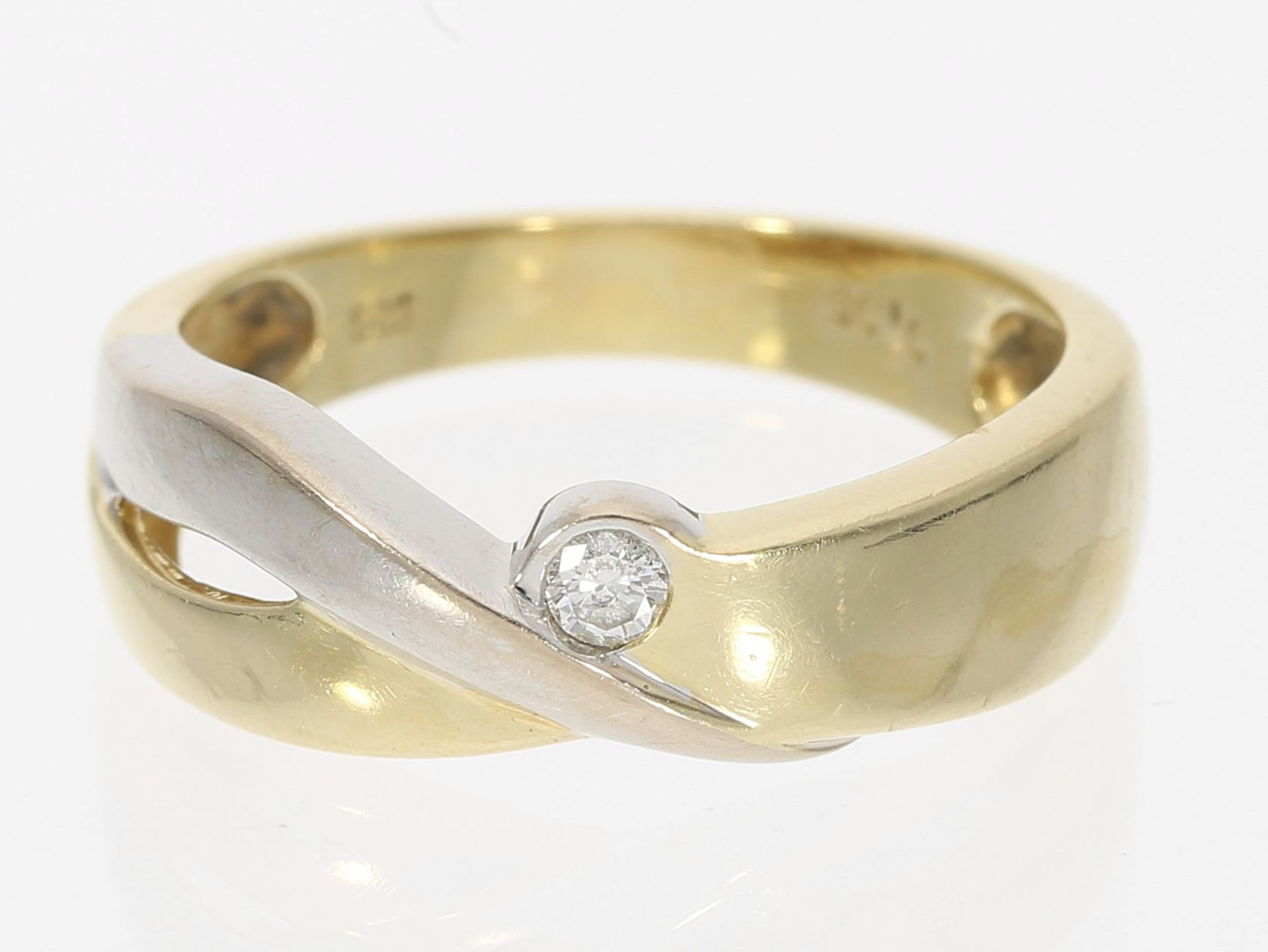 Ring: schöner vintage Bicolor-Brillantring, 14K Gold