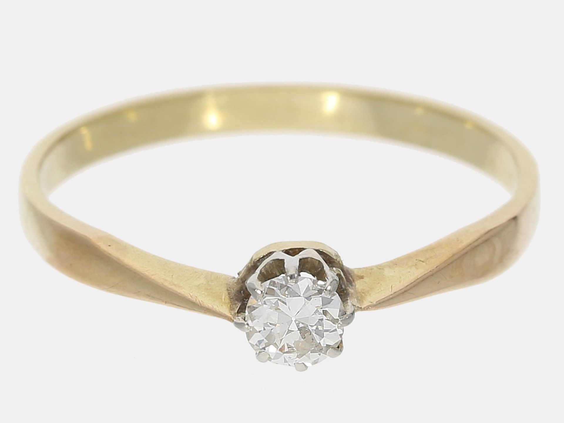 Ring: antiker Goldring mit Altschliff-Diamant von ca. 0,2ct, 14K Gold