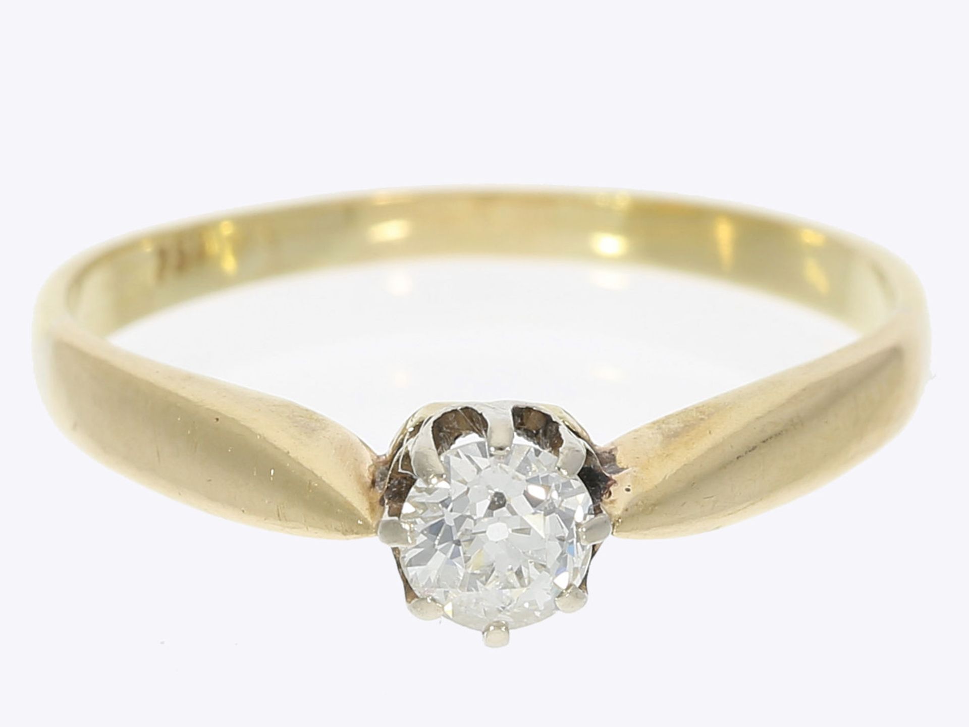 Ring: antiker Ring mit Altschliff-Diamant von ca. 0,37ct, 18K Gold