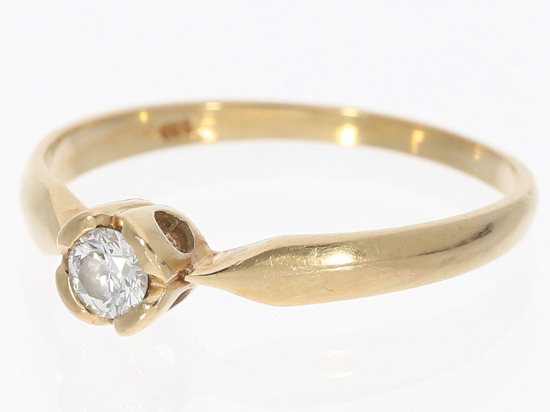 Ring: dekorativer antiker Goldring mit Diamant von ca. 0,17ct, 14K Gold - Bild 2 aus 2