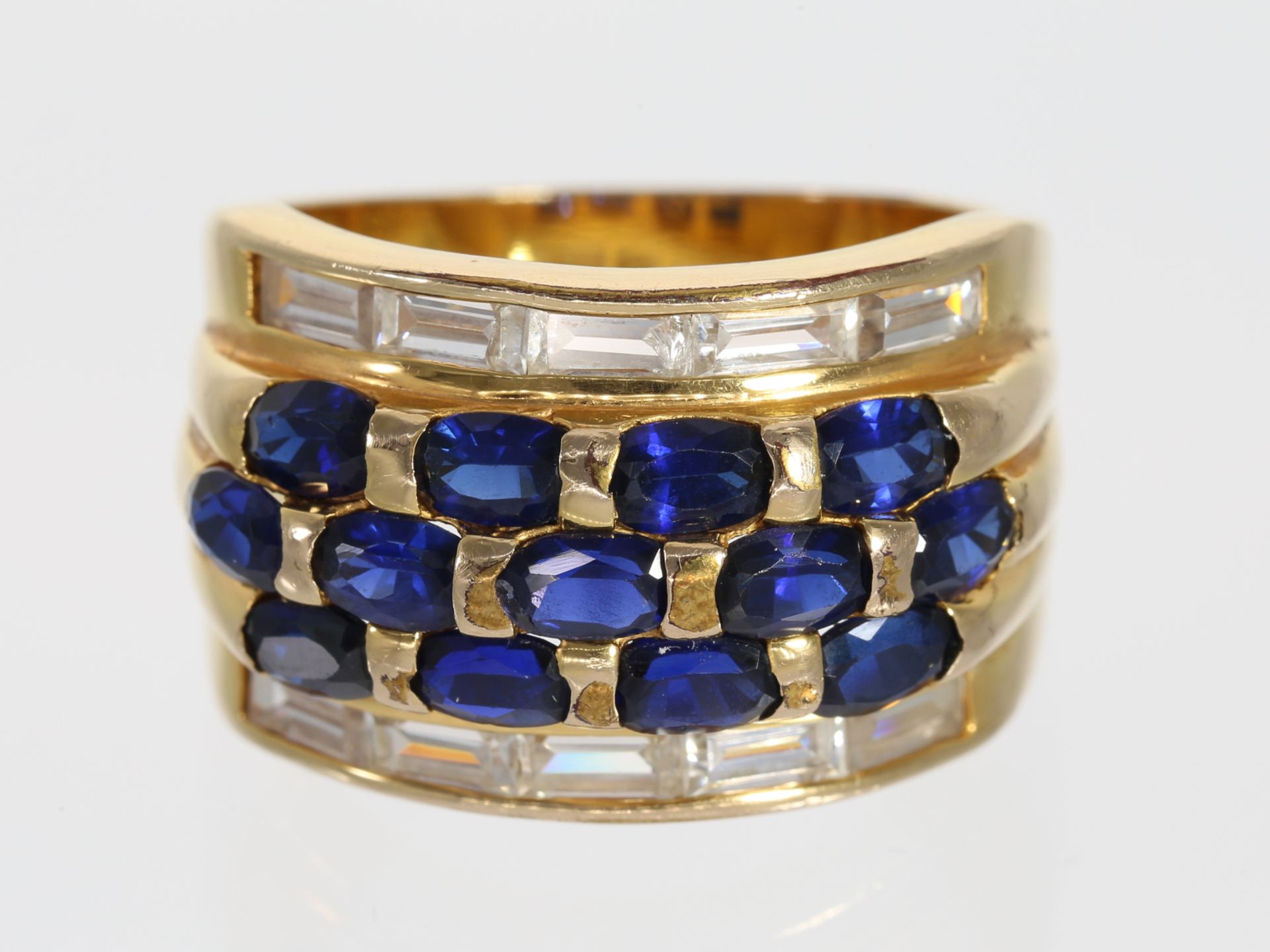 Ring: breiter vintage Goldring mit Saphiren, insgesamt ca. 2,6ct, 14K Gold - Bild 3 aus 4