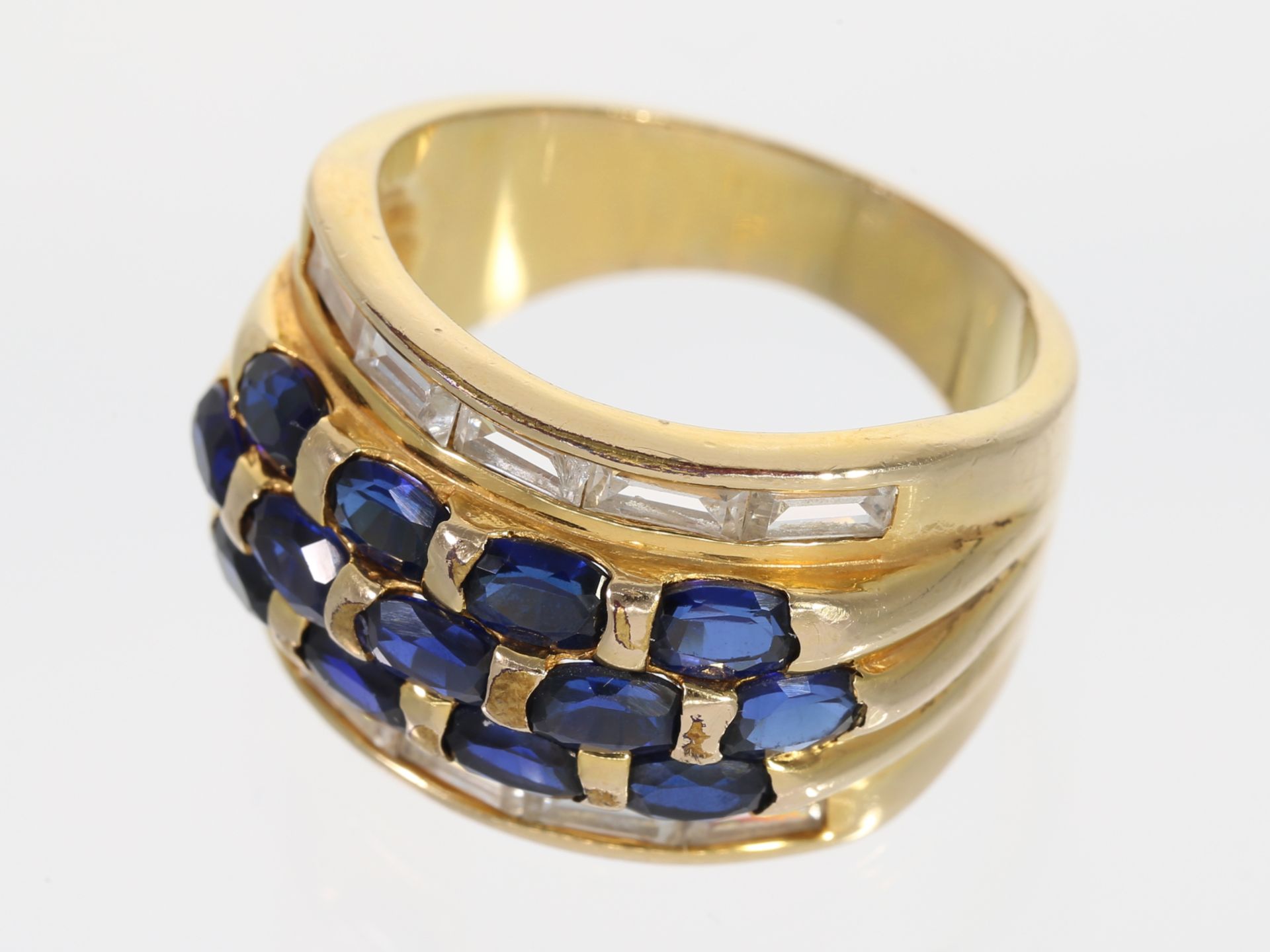 Ring: breiter vintage Goldring mit Saphiren, insgesamt ca. 2,6ct, 14K Gold - Bild 2 aus 4