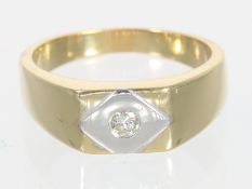 Ring: schlicht eleganter Bicolor-Brillantring, 14K Gold