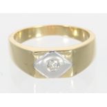 Ring: schlicht eleganter Bicolor-Brillantring, 14K Gold
