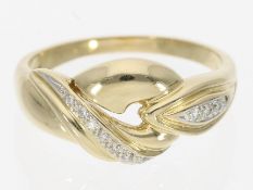 Ring: attraktiver vintage Gelbgoldring mit Brillanten, 14K Gold