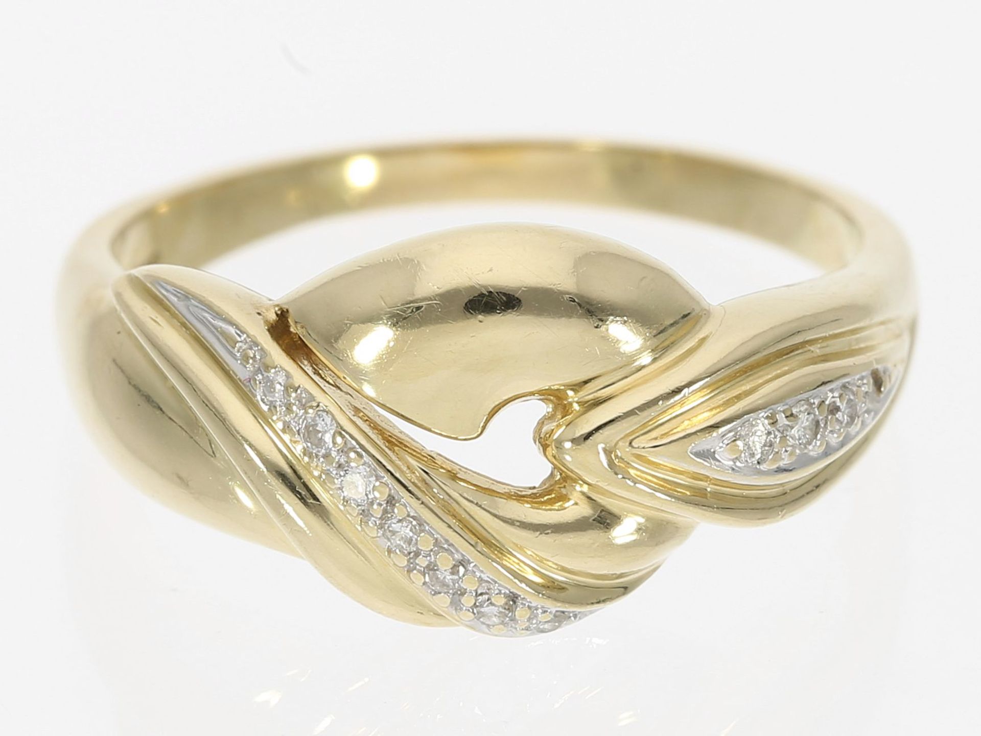 Ring: attraktiver vintage Gelbgoldring mit Brillanten, 14K Gold