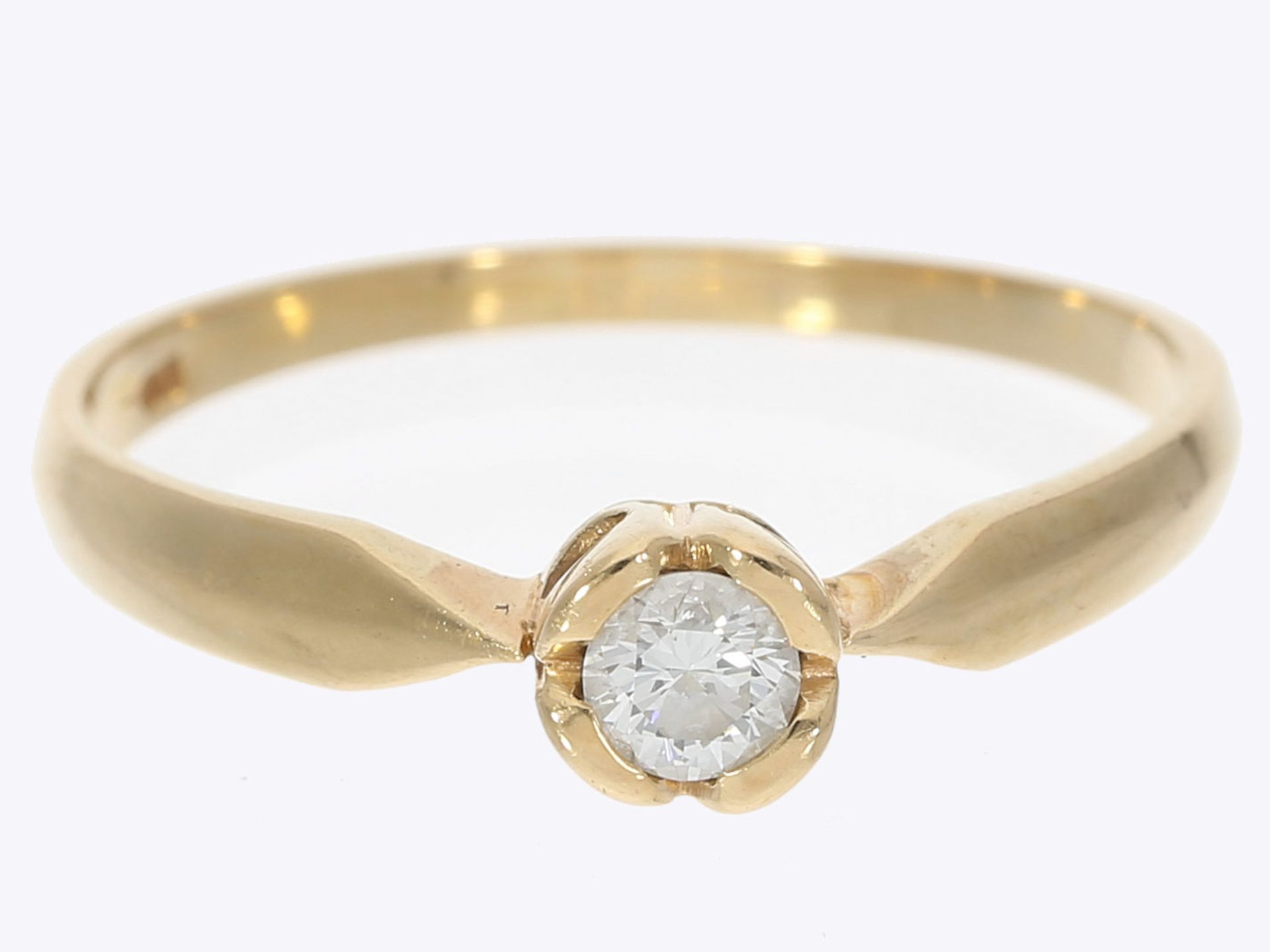 Ring: dekorativer antiker Goldring mit Diamant von ca. 0,17ct, 14K Gold