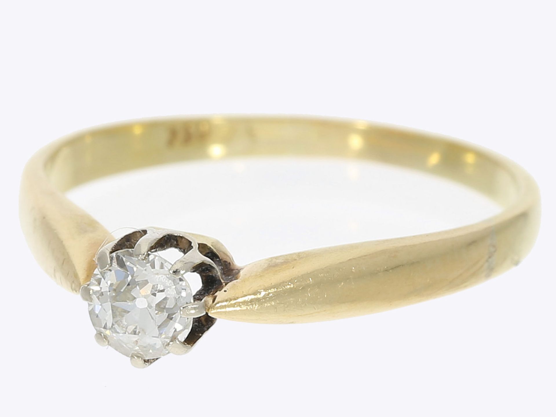 Ring: antiker Ring mit Altschliff-Diamant von ca. 0,37ct, 18K Gold - Bild 2 aus 2