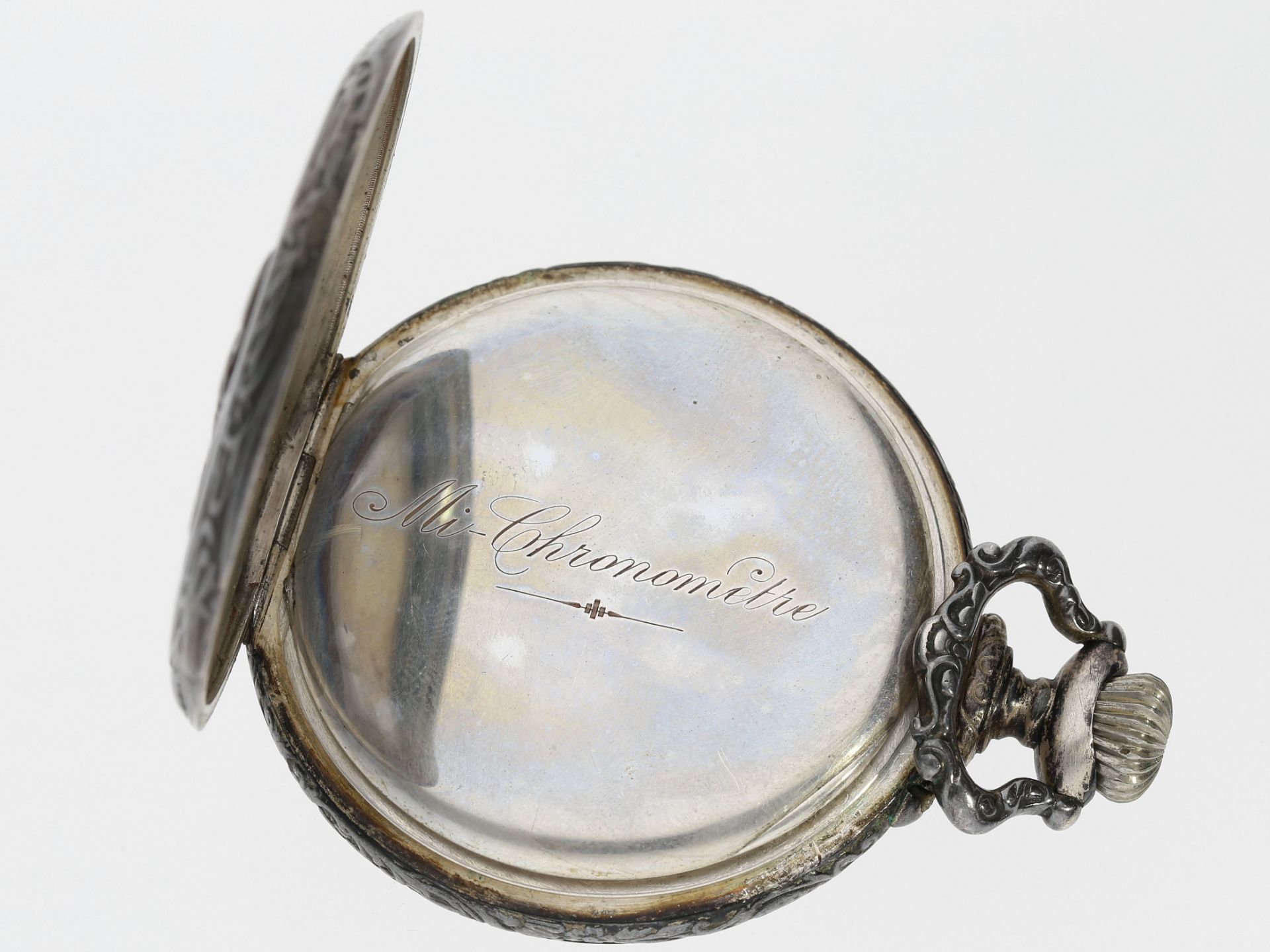 Taschenuhr: attraktive Jugendstil-Reliefuhr in Chronometerqualität, ca.1910 - Bild 3 aus 4