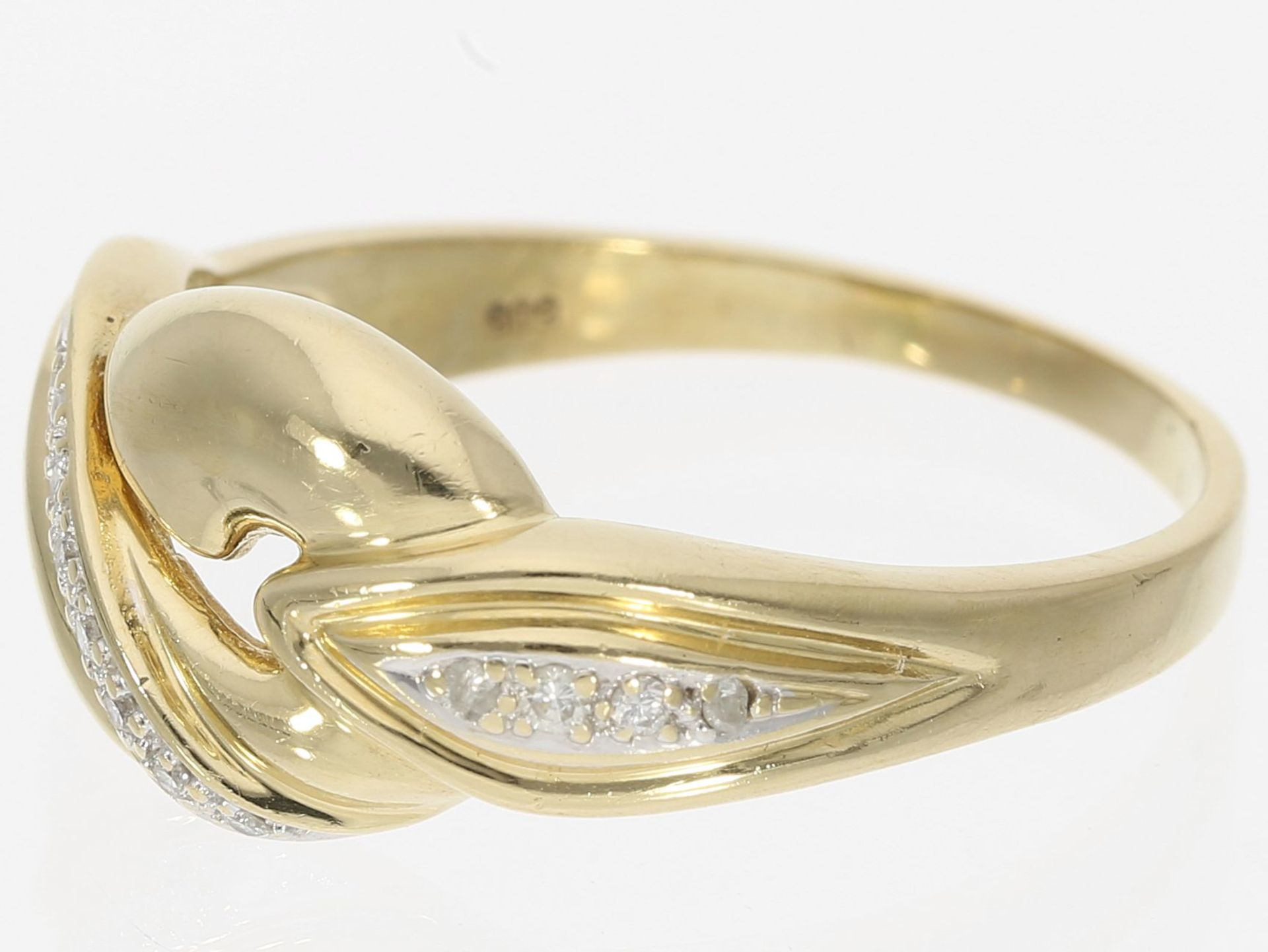 Ring: attraktiver vintage Gelbgoldring mit Brillanten, 14K Gold - Bild 2 aus 2