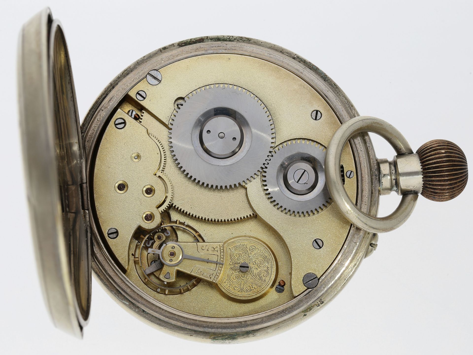 Taschenuhr: seltene, übergroße Taschenuhr mit 8-Tage-Werk, vermutlich Omega, ca. 1890 - Image 3 of 3