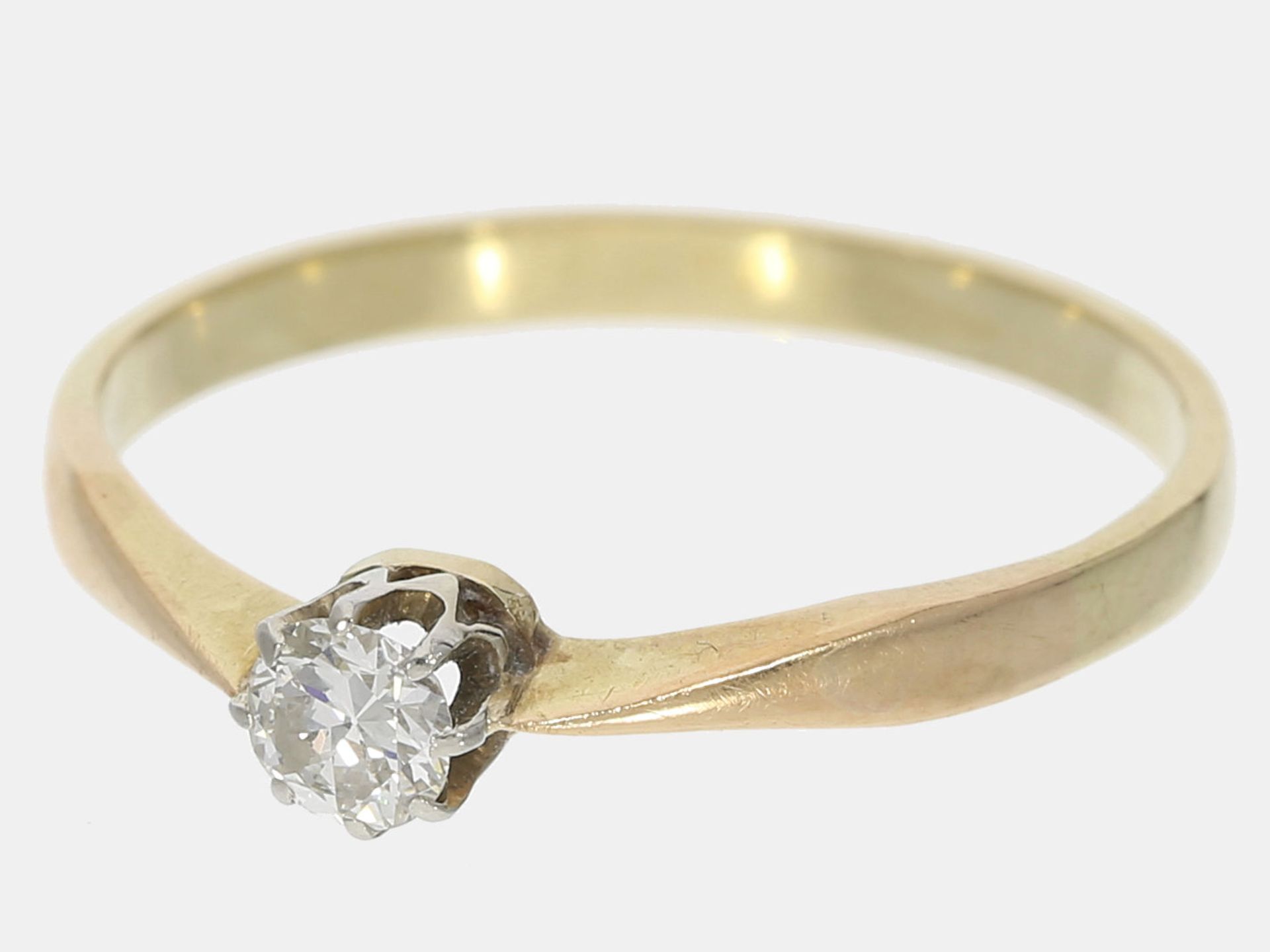 Ring: antiker Goldring mit Altschliff-Diamant von ca. 0,2ct, 14K Gold - Image 2 of 2