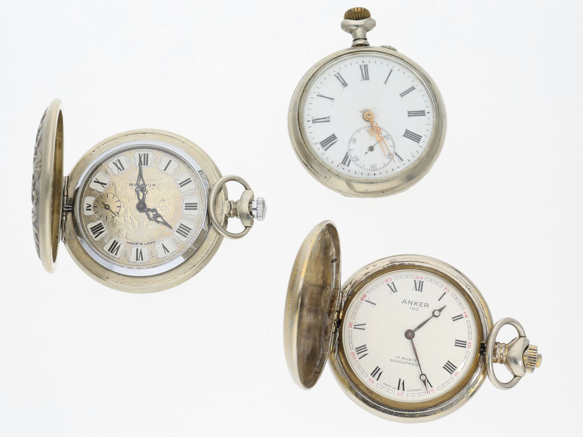 Taschenuhr: Konvolut von 3 vintage/antiken Taschenuhren