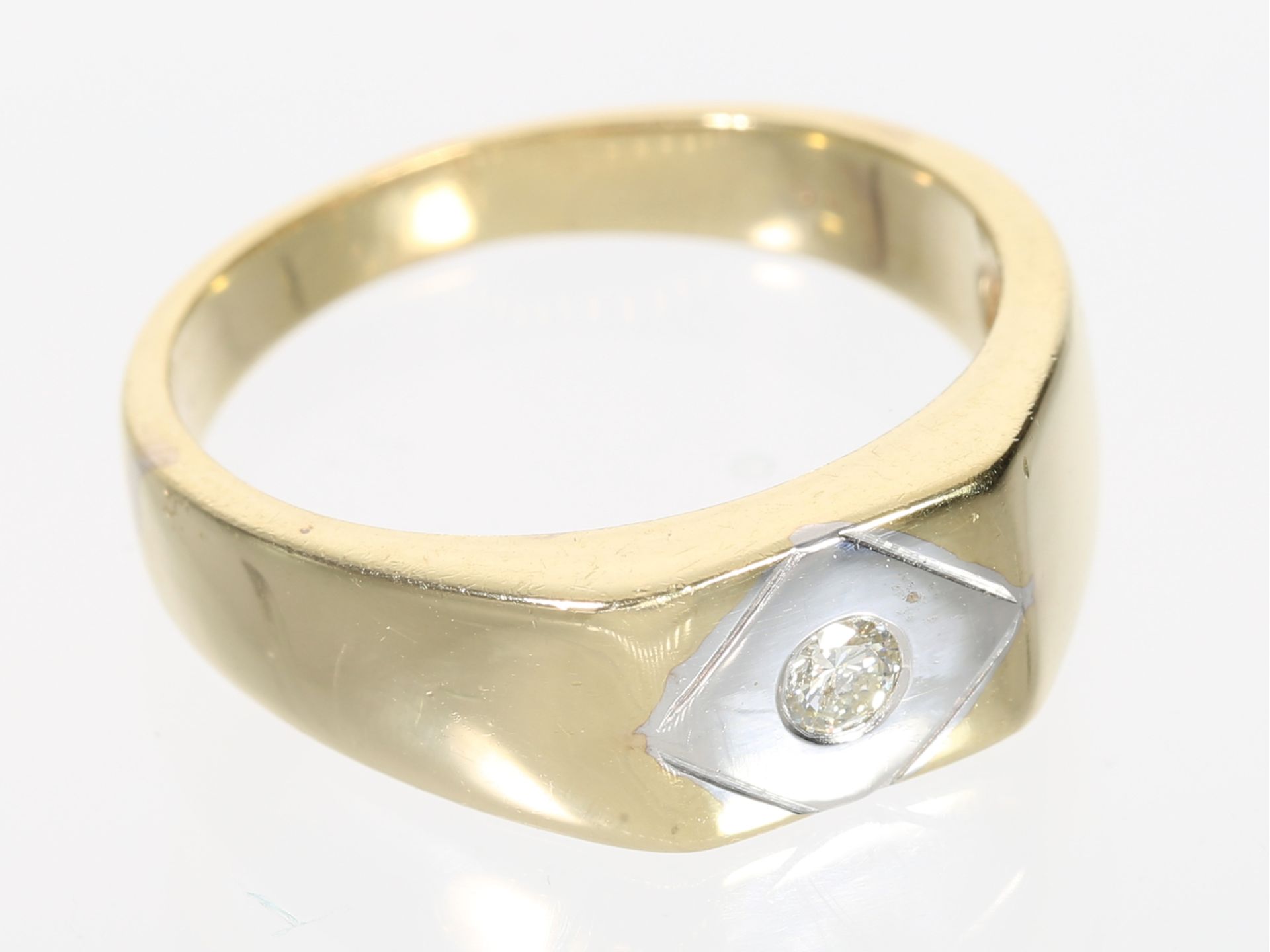 Ring: schlicht eleganter Bicolor-Brillantring, 14K Gold - Bild 2 aus 2