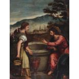 Künstler des frühen 18. Jahrhunderts- Jesus und die Samariterin - Öl/Kupfer. 24 x 18,5 cm.