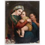 Künstler des 19. Jahrhunderts nach Raffael- Madonna della seggiola - Öl/Lwd. auf Holz. 69 x