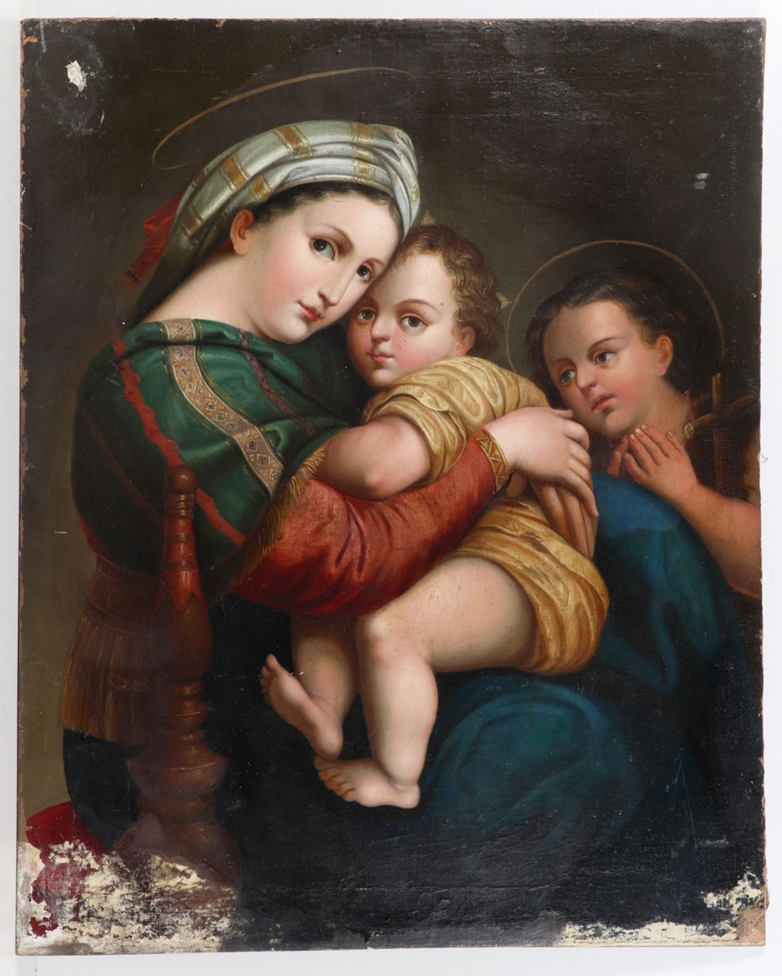 Künstler des 19. Jahrhunderts nach Raffael- Madonna della seggiola - Öl/Lwd. auf Holz. 69 x