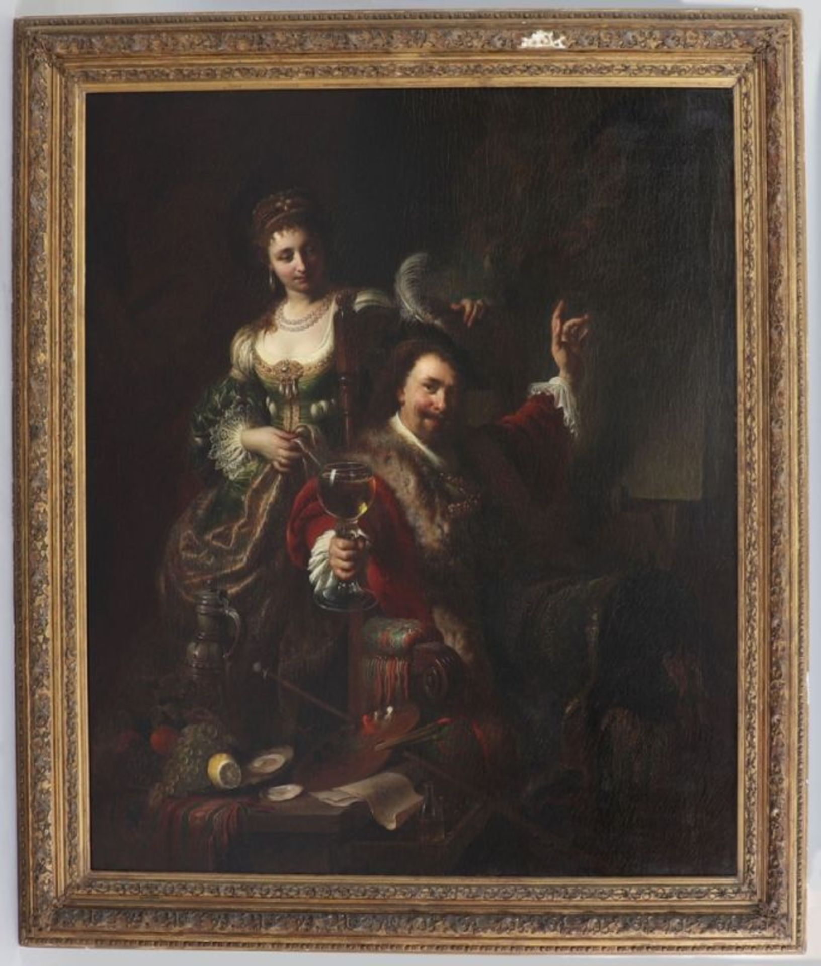 Georg Bergmann1819 Celle - 1870 Hildesheim - Der Maler Rembrandt mit seiner Frau Saskia - Öl - Bild 3 aus 5