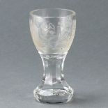 Logenglas sog. Kanone mit Freimaurermotiven 19. Jahrhundert. Farbloses Glas. H. 13,5 cm. Mass