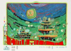 Friedensreich Hundertwasser 1928 Wien - 2000 an Bord der Queen Elizabeth II - "Die Häuser hängen