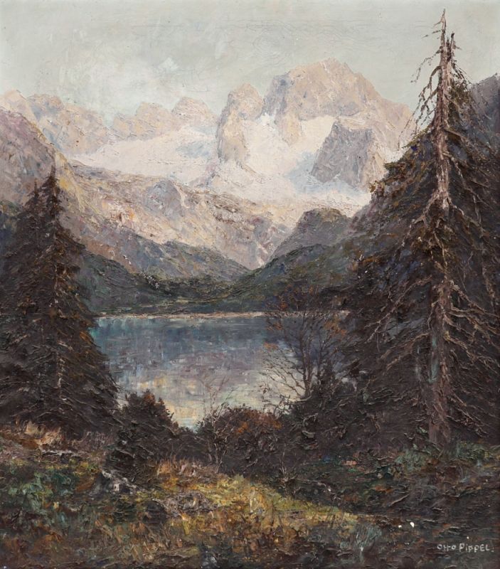 Otto Pippel 1878 Lodz - 1960 Planegg - "Blick auf den Dachstein mit Gosausee" - Öl/Lwd. 80 x