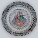 Schale 18. Jahrhundert. - Maria als Himmelsgöttin - Keramik, heller Scherben. Polychrom bema
