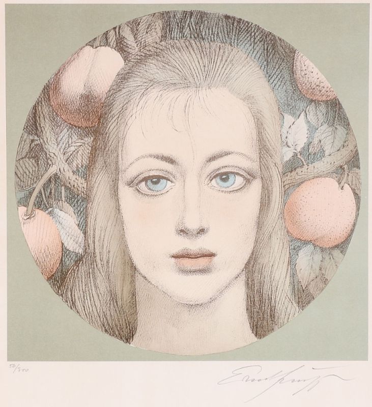 Ernst Fuchs 1930 Wien - 2015 Wien - "Autumna" - Farblithografie/Papier. 56/300. 24,8 x 25,2 c