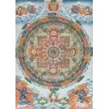 Mandala-Thangka Tibet/Nepal, Anfang 20. Jahrhundert. Gouache und Goldfarbe/Leinentuch. 67 x 4