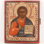 Ikone Russland, 19. Jahrhundert. - "Christus Pantokrator" - Tempera/Holz. 21,6 x 17,2 cm. Ein