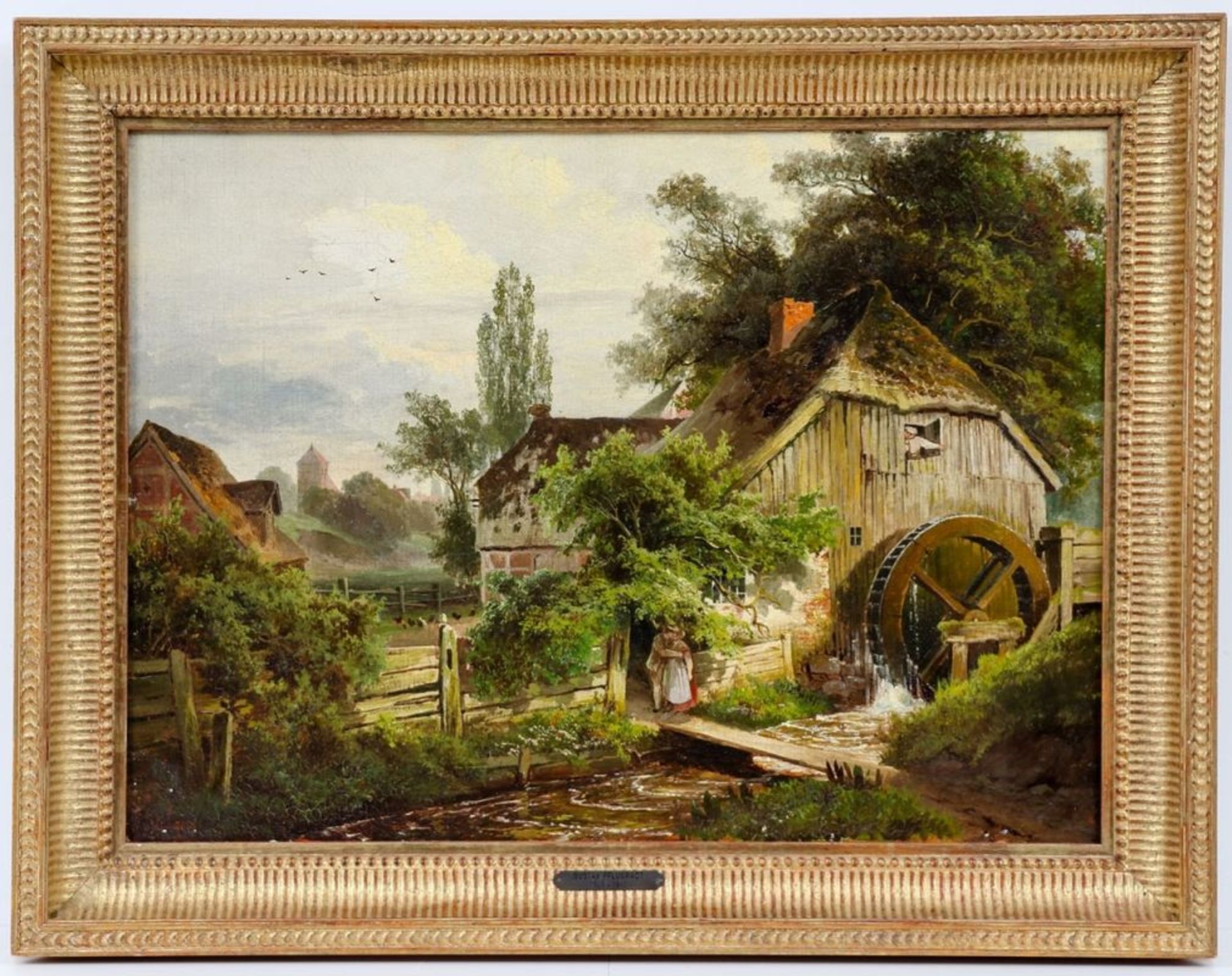 Gustav Pflugradt 1828 Franzensberg - 1908 Berlin - "Eine Wassermühle aus Vorpommern" - Öl/L - Bild 2 aus 2
