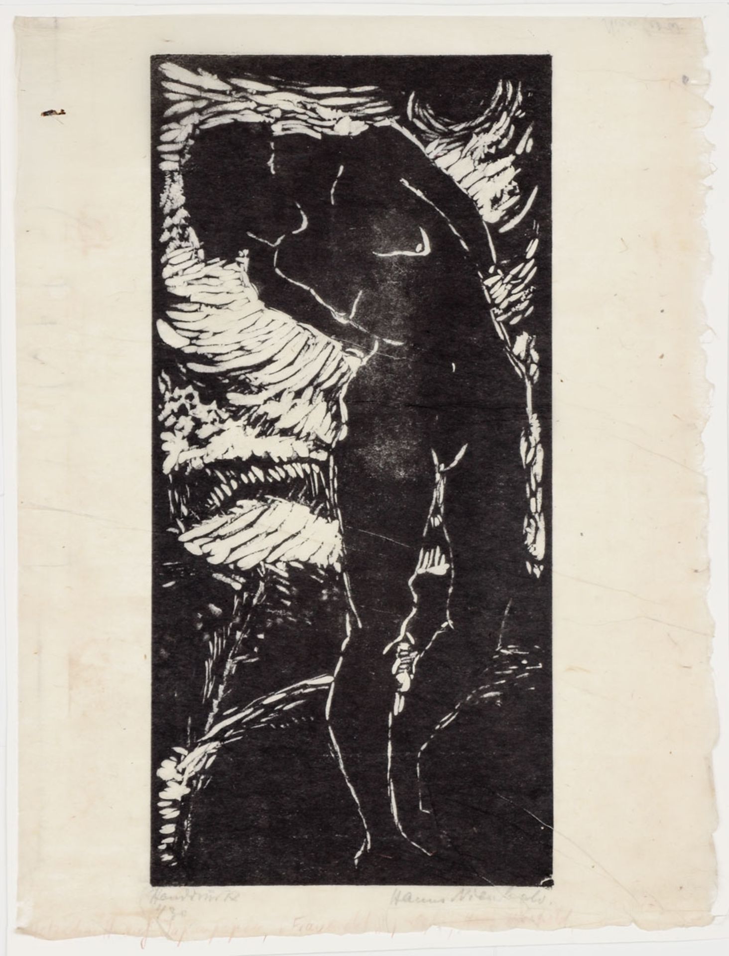 Hanns Nienhold 1895 - 1976 - Weiblicher Akt - Holzschnitt/Japan. 1/30. 33 x 16 cm, 36,5 x 27, - Bild 2 aus 2