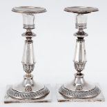 Paar seltene Biedermeier Tafelleuchter Johann David Klose/Breslau, um 1820. Silber. Punzen: H