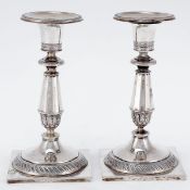 Paar seltene Biedermeier Tafelleuchter Johann David Klose/Breslau, um 1820. Silber. Punzen: H