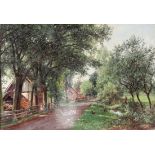 Gustav Koken Hannover 1850 - Hannover 1910 - Dorfweg im Sommer - Öl/Lwd. 50,5 x 73,5 cm. Sig