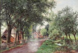Gustav Koken Hannover 1850 - Hannover 1910 - Dorfweg im Sommer - Öl/Lwd. 50,5 x 73,5 cm. Sig
