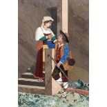 Pietra Dura-Bild Italien, Ende 19. Jahrhundert. Verschiedene Steinarten. 24,6 x 17,2 cm. Rahm
