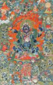 Thangka Tibet, Anfang / Mitte 20. Jahrhundert. - Mahakala - Gouache und Goldfarbe/Leinen. 66,