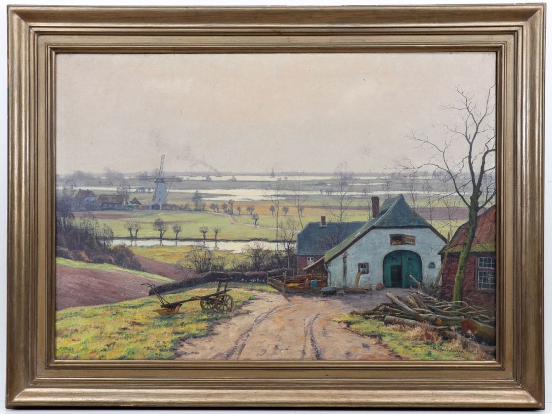 Alfred Rasenberger 1885 Düsseldorf - 1948 Düsseldorf - Weite Landschaft mit Bauernhäusern - Bild 2 aus 2