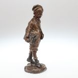 Künstler um 1900 - Junge mit Schultasche - Bronze. Goldbraun und rotbraun patiniert. H. 32,2
