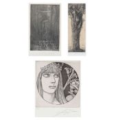 Ernst Fuchs 1930 Wien - 2015 Wien - "Daphne III" - Radierung/aufgewalztes Papier. 186/200. 22