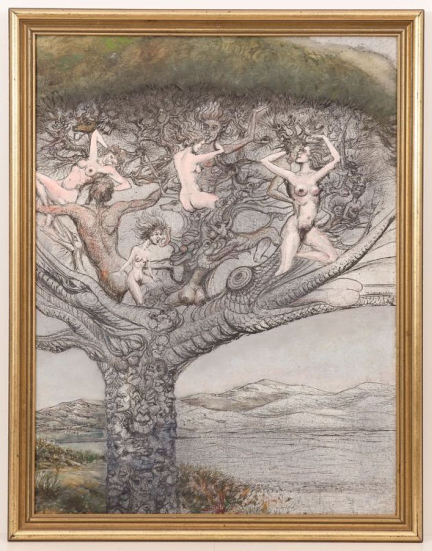 Walter Cauer 1905 Darmstadt - 1995 Darmstadt - "Der Frauenbaum" - Öl/Hartfaser. 66,5 x 50,5 - Bild 2 aus 2