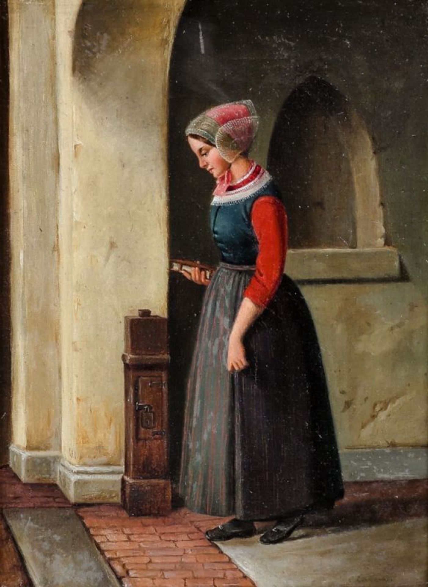 Christian Andreas Schleisner 1810 Lyngby - 1882 Kopenhagen - Junge Frau in dänischer Volkstr