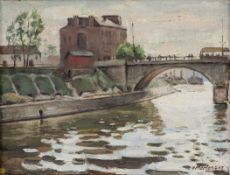 Max von Mertens 1877 Diedenhofen - 1963 Hannover - Brücke in Pariser Vorstadt I - Öl auf Lw