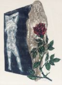 Ernst Wolfhagen 1907 Hannover - 1992 Hannover - Zwei Frauen und Rose - Farbholzschnitt/Papier