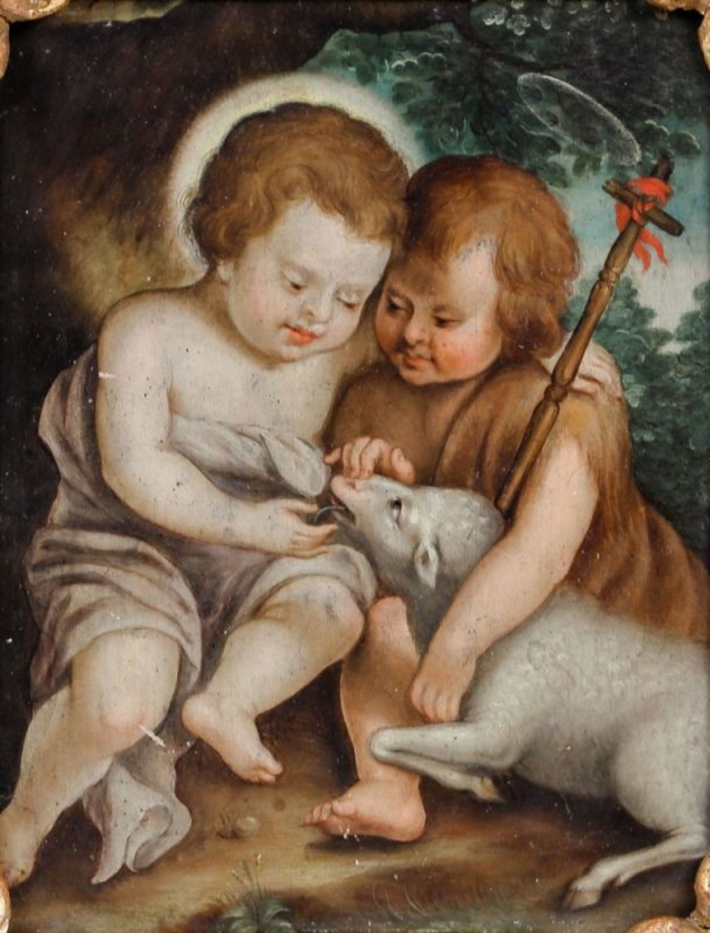 Künstler des 17./18. Jahrhunderts - Christus und Johannes der Täufer als Kinder - Öl/Kupfe