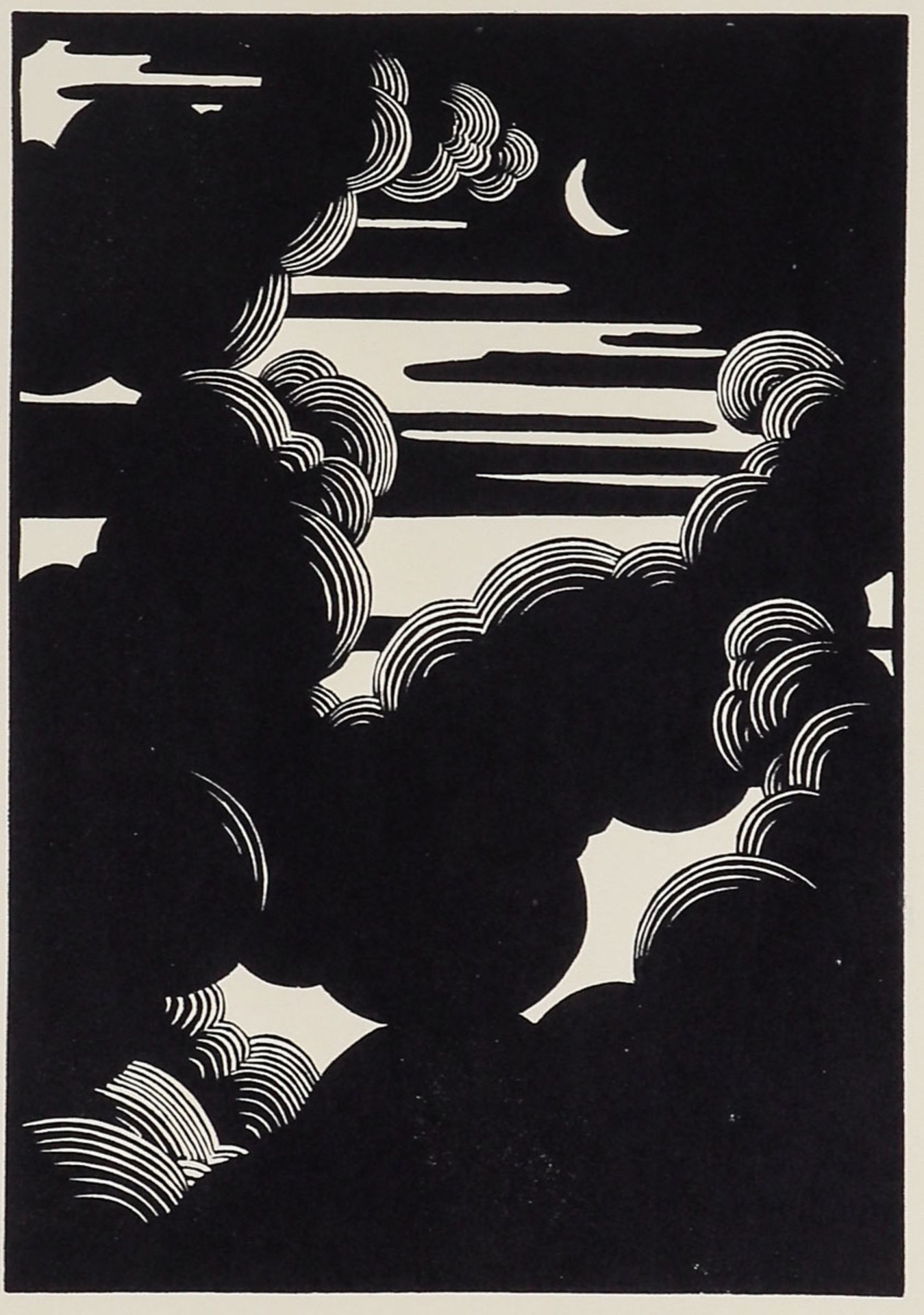 Félix Vallotton 1865 Lausanne - 1925 Neuilly-sur-Seine - "Wolken" - Holzschnitt/Papier. 26,9