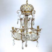 5flg. Deckenlampe im Barock Stil Frankreich, um 1890. Bronze. Glas. H. 90 cm. D. 57 cm.