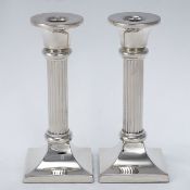 Paar Tafelleuchter / Pair Candle Sticks Arthur Möhrle/Schwäbisch Gmünd. 925er Silber. Punz